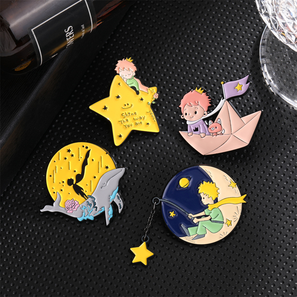 Embroidery Whale - Cute Prince Fox Enamel Pins Custom