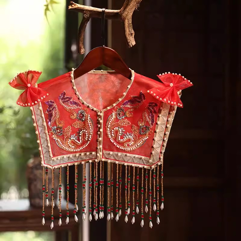 Embroidery Pashmina - Women's Spring Summer Vintage Embroidery Pearl