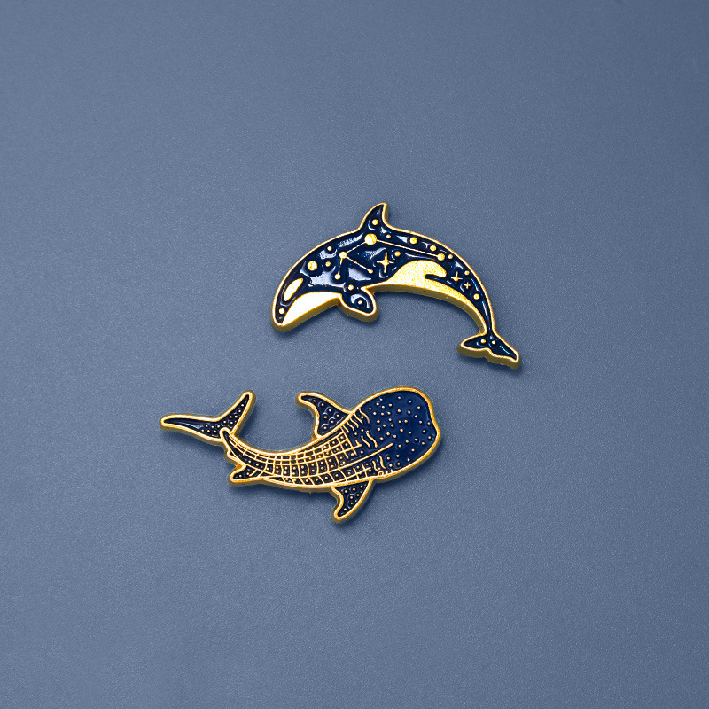 Embroidery Whale - Cute Blue Whale Dolphin Brooches For