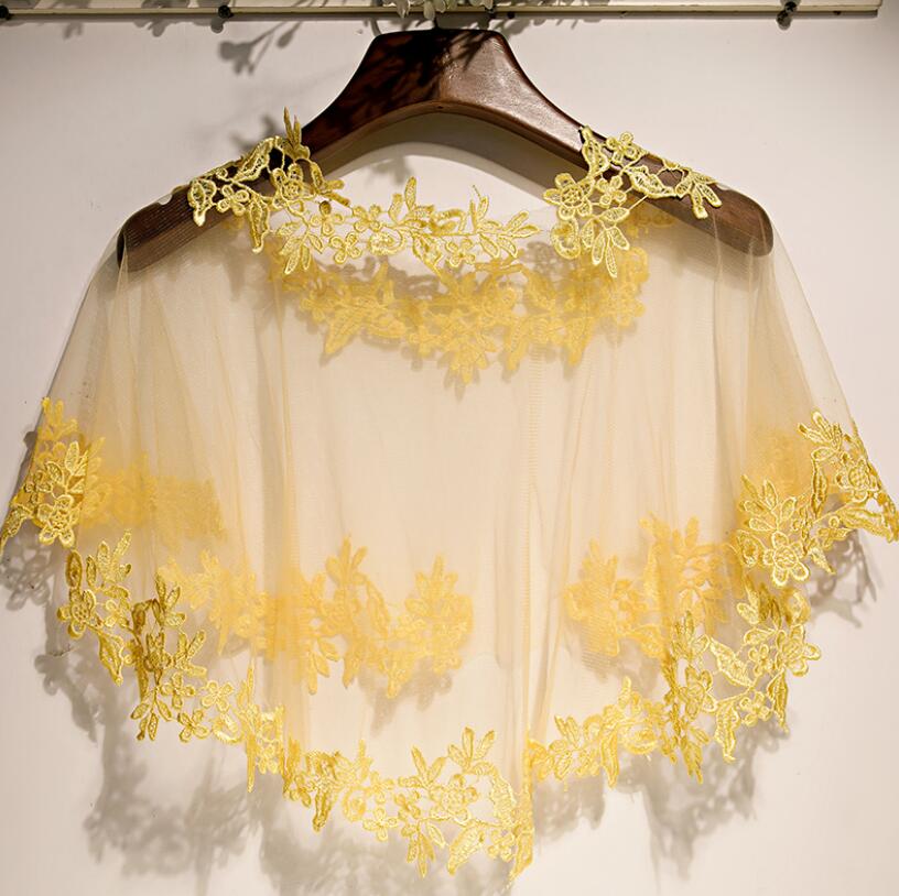 Embroidery Pashmina - Women's Spring Summer flower embroidery yellow