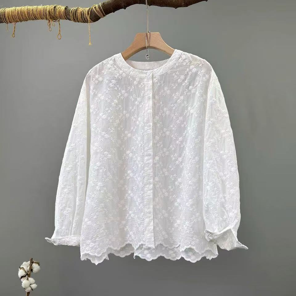 Embroidery Eyelet - 2026 Women's Lace Embroidered Blouse Bohemian