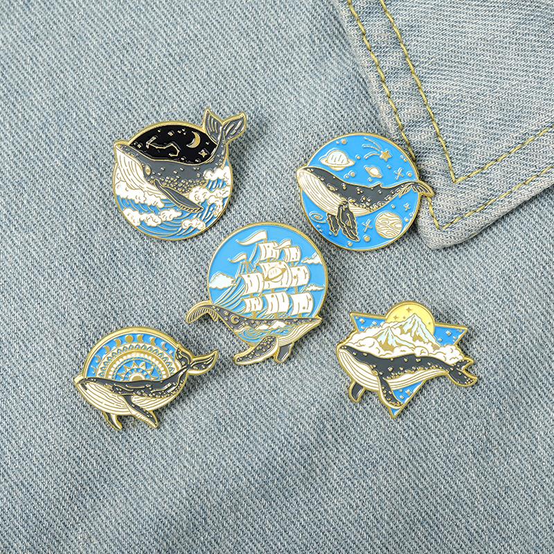 Embroidery Whale - Ocean Animal Enamel Pins Whale Sea