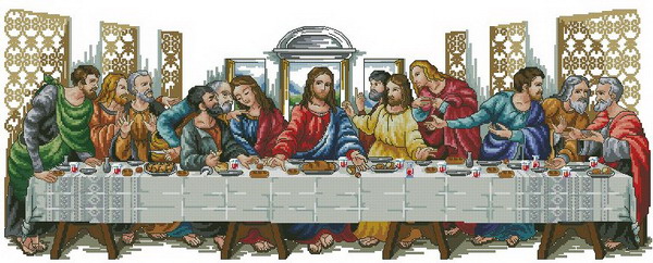 Embroidery Jesus - Last supper jesus sewing kit 16CT