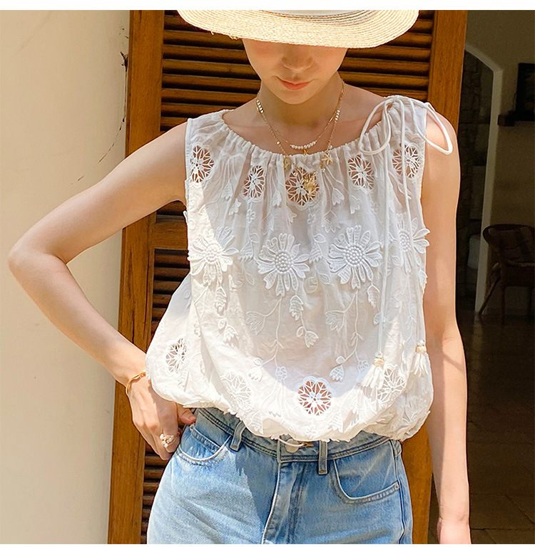 Embroidery Eyelet - French Style Boho Embroidery Blouse Shirt