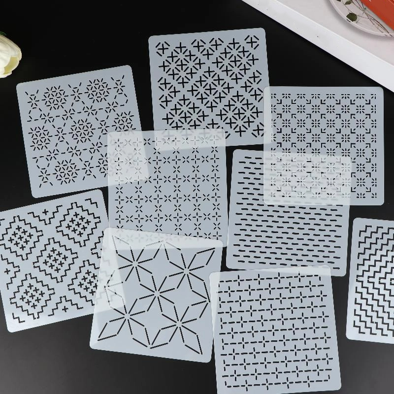 Embroidery Tools - 9/32Pcs Sashiko Embroidery Template DIY Geometric