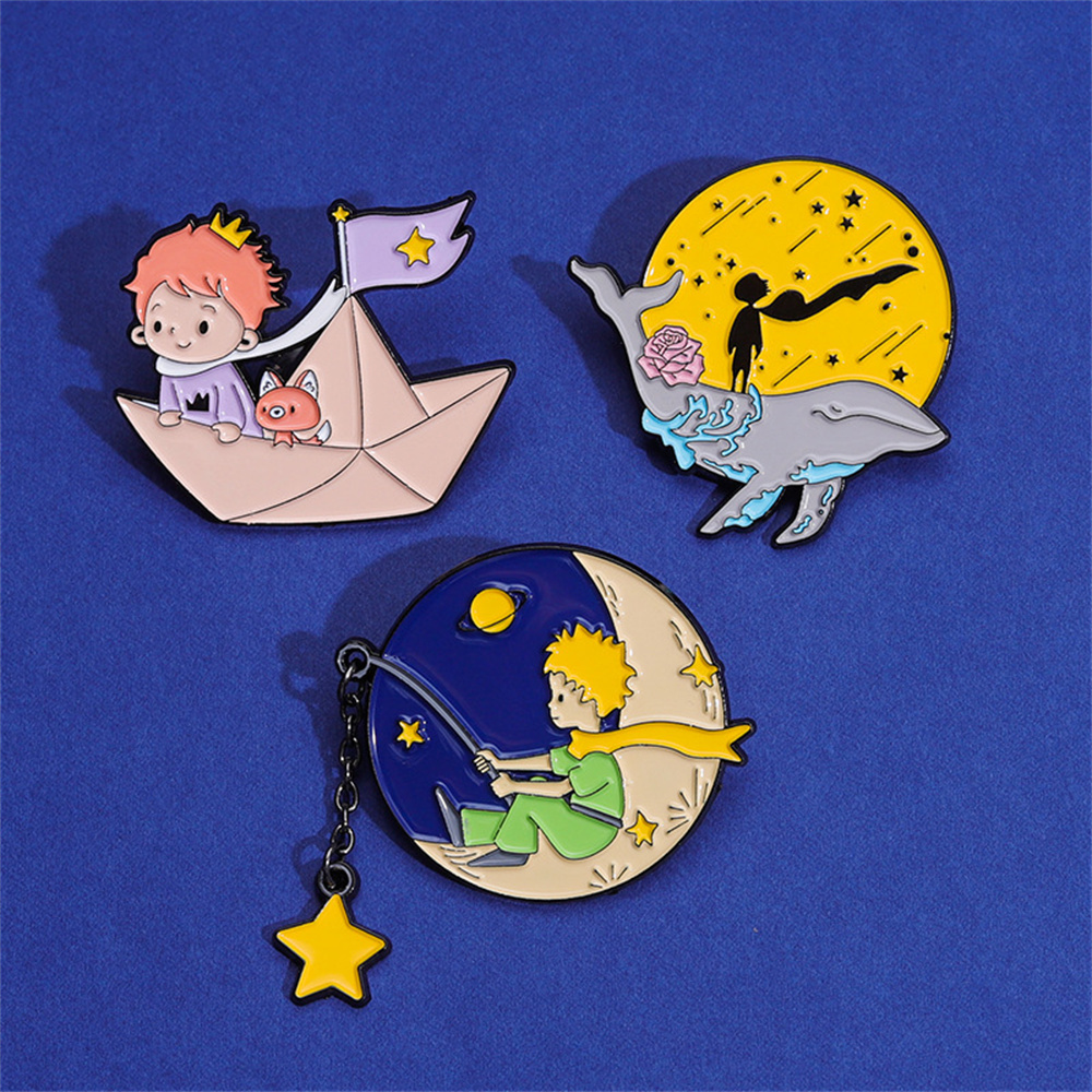 Cute Prince Fox Enamel Pins Cu - Embroidery Whale ulasan dan harga