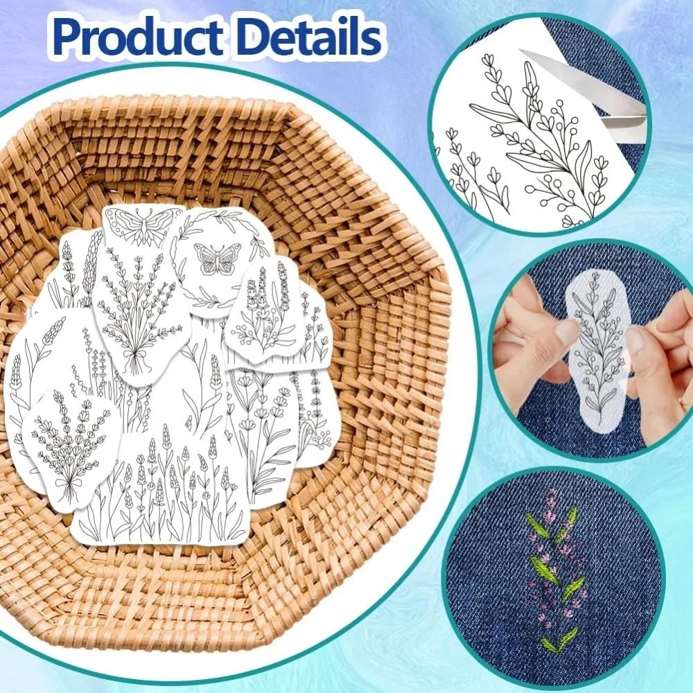 4 Sheets Lavender Flower Butte - Embroidery Sheet ulasan dan harga