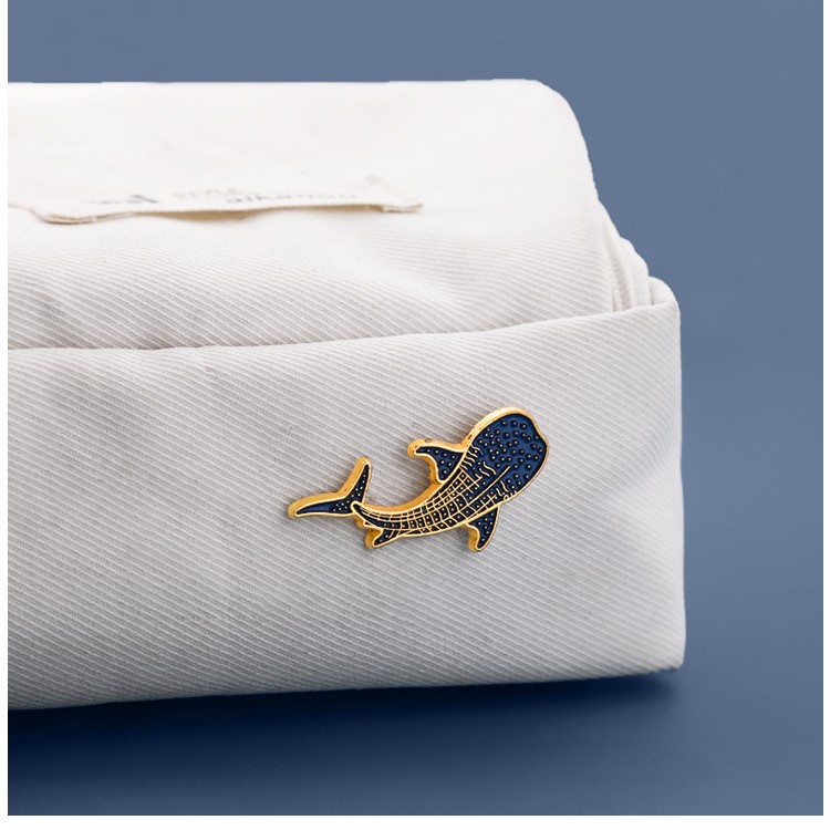 Cute Blue Whale Dolphin Brooch - Embroidery Whale ulasan dan harga