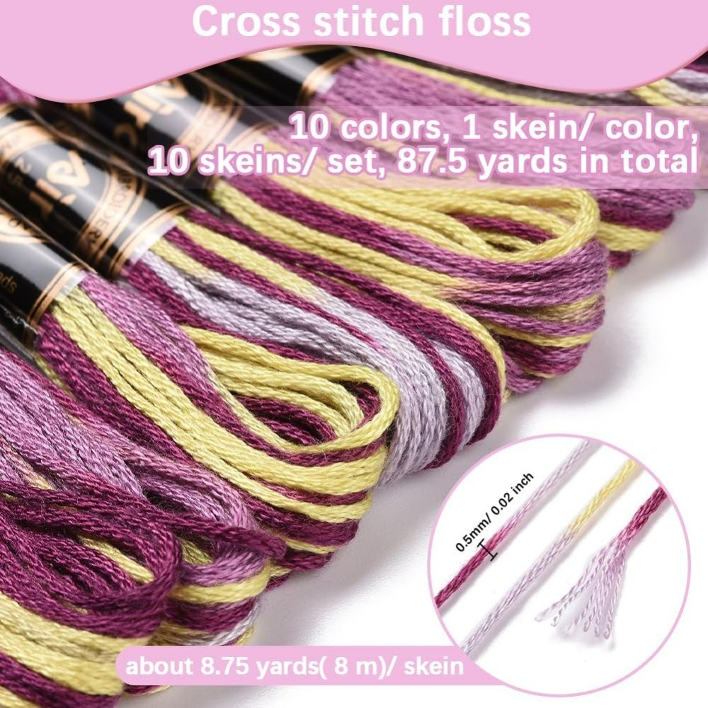 6 Strands Purple Variegated Em - Embroidery Kit Set ulasan dan harga