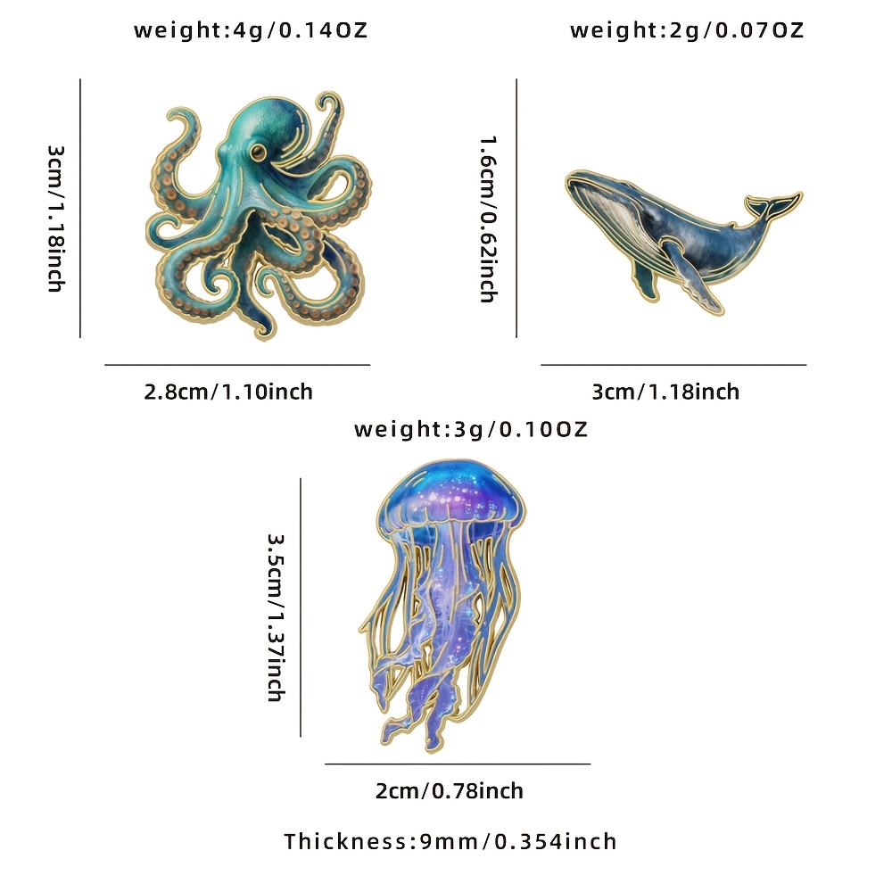 Jellyfish Octopus Whale Enamel - Embroidery Whale ulasan dan harga