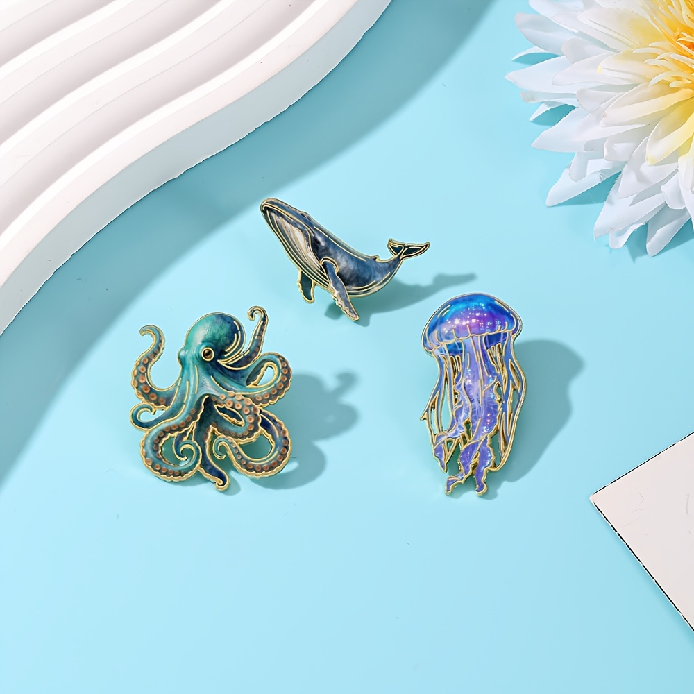 Jellyfish Octopus Whale Enamel - Embroidery Whale ulasan dan harga