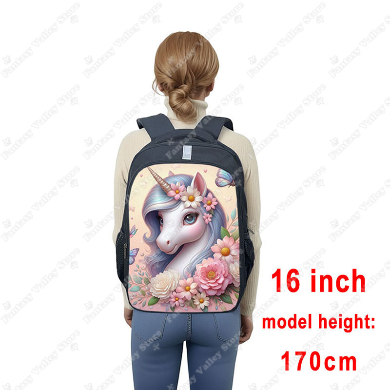 3D Unicorn Flower Print Backpa - Embroidery Unicorn ulasan dan harga