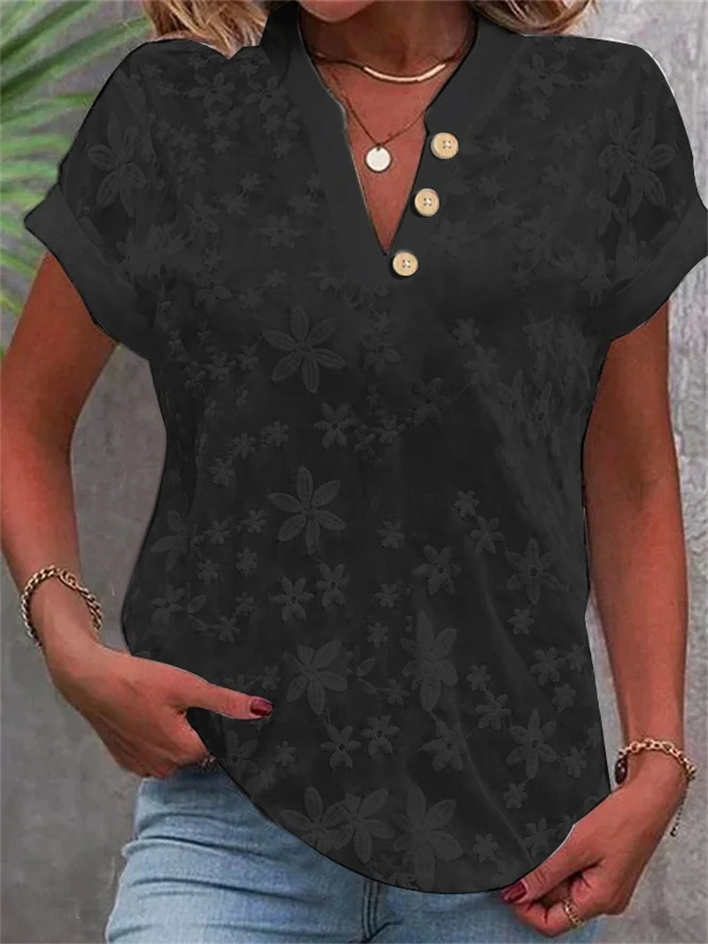 Cropped Shirt White Lace Blous - Embroidery Eyelet ulasan dan harga