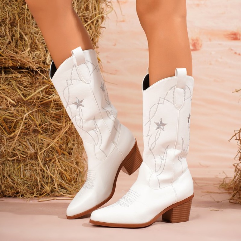 Women's Boots Mid-Calf Pointed - Embroidery Details ulasan dan harga
