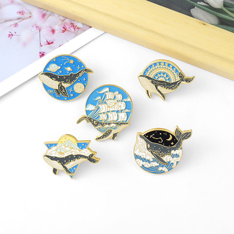 Ocean Animal Enamel Pins Whale - Embroidery Whale ulasan dan harga