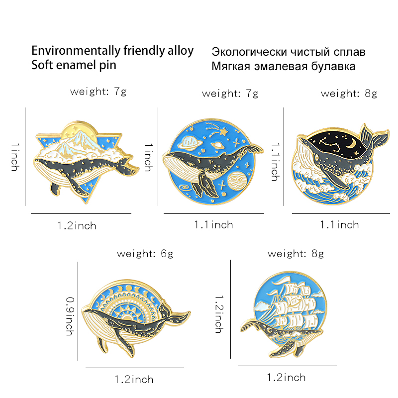Ocean Animal Enamel Pins Whale - Embroidery Whale ulasan dan harga