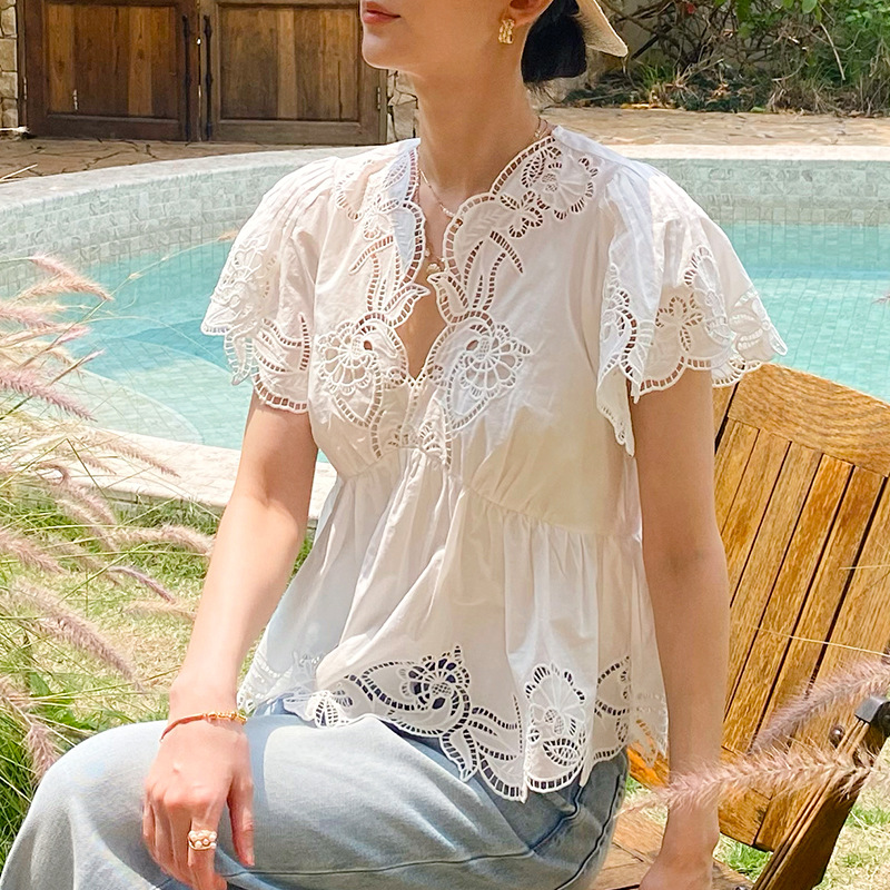 French Style Floral Eyelet Emb - Embroidery Eyelet ulasan dan harga
