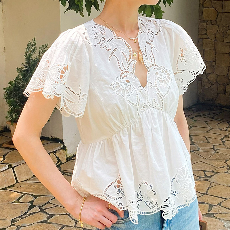 French Style Floral Eyelet Emb - Embroidery Eyelet ulasan dan harga