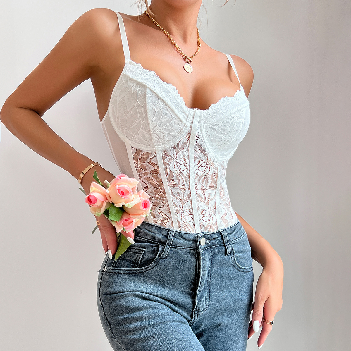 2024 Summer Hot Sexy Lace Slim - Embroidery Underlay ulasan dan harga