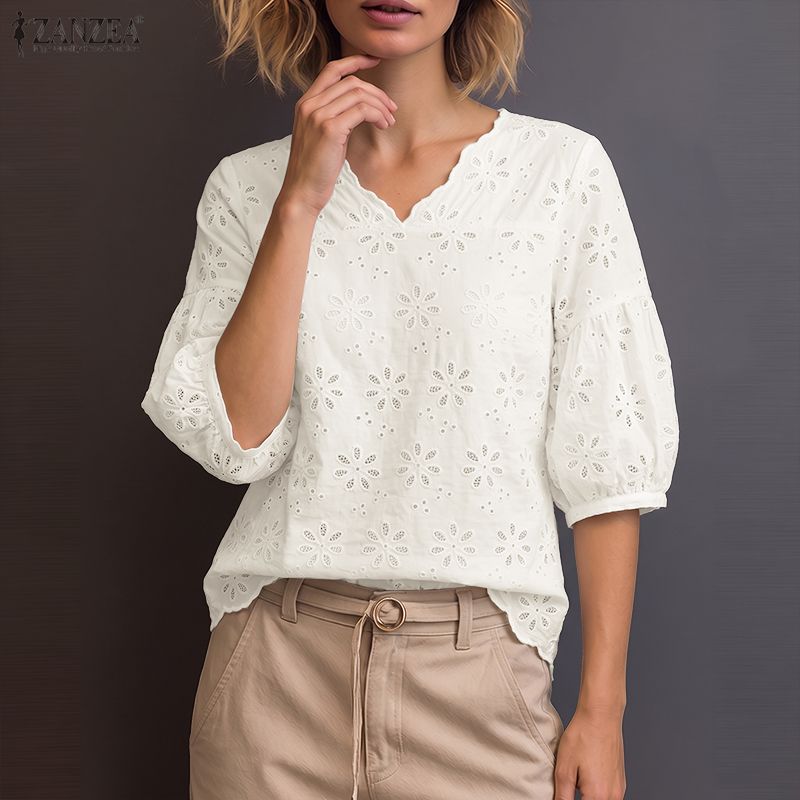 ZANZEA 2026 Eyelet Embroidery  - Embroidery Eyelet ulasan dan harga