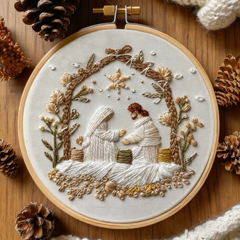 Jesus Birth Christmas Embroide - Embroidery Jesus ulasan dan harga