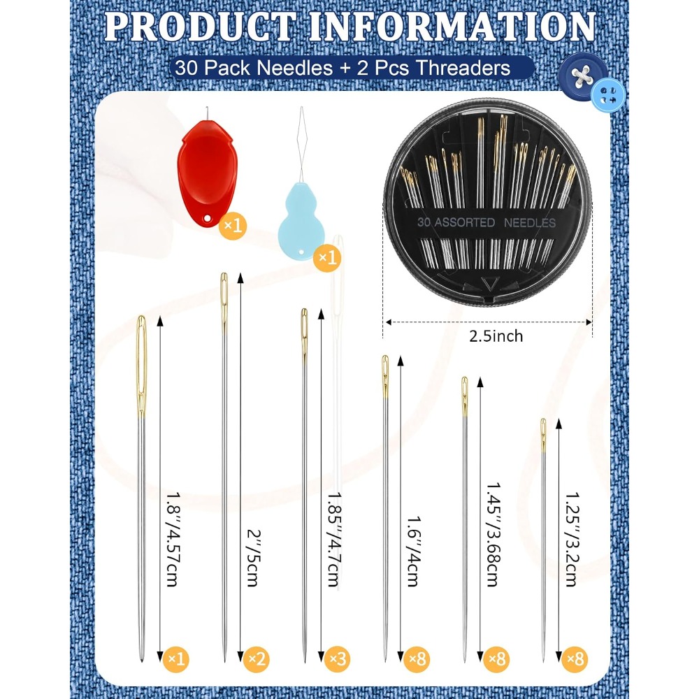 30-Count Steel Hand Sewing Nee - Embroidery Kit Set ulasan dan harga