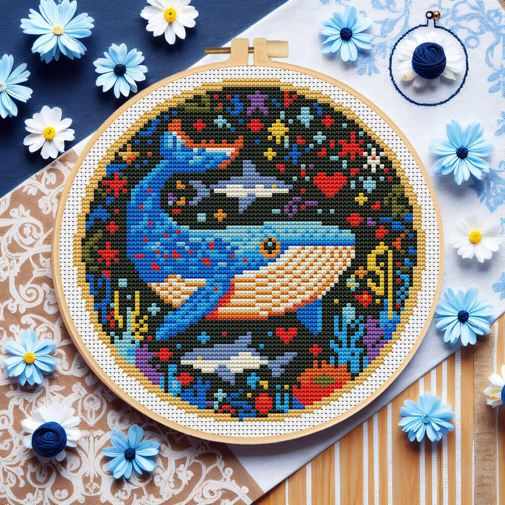 DIY Cross Stitch Whale Embroid - Embroidery Whale ulasan dan harga