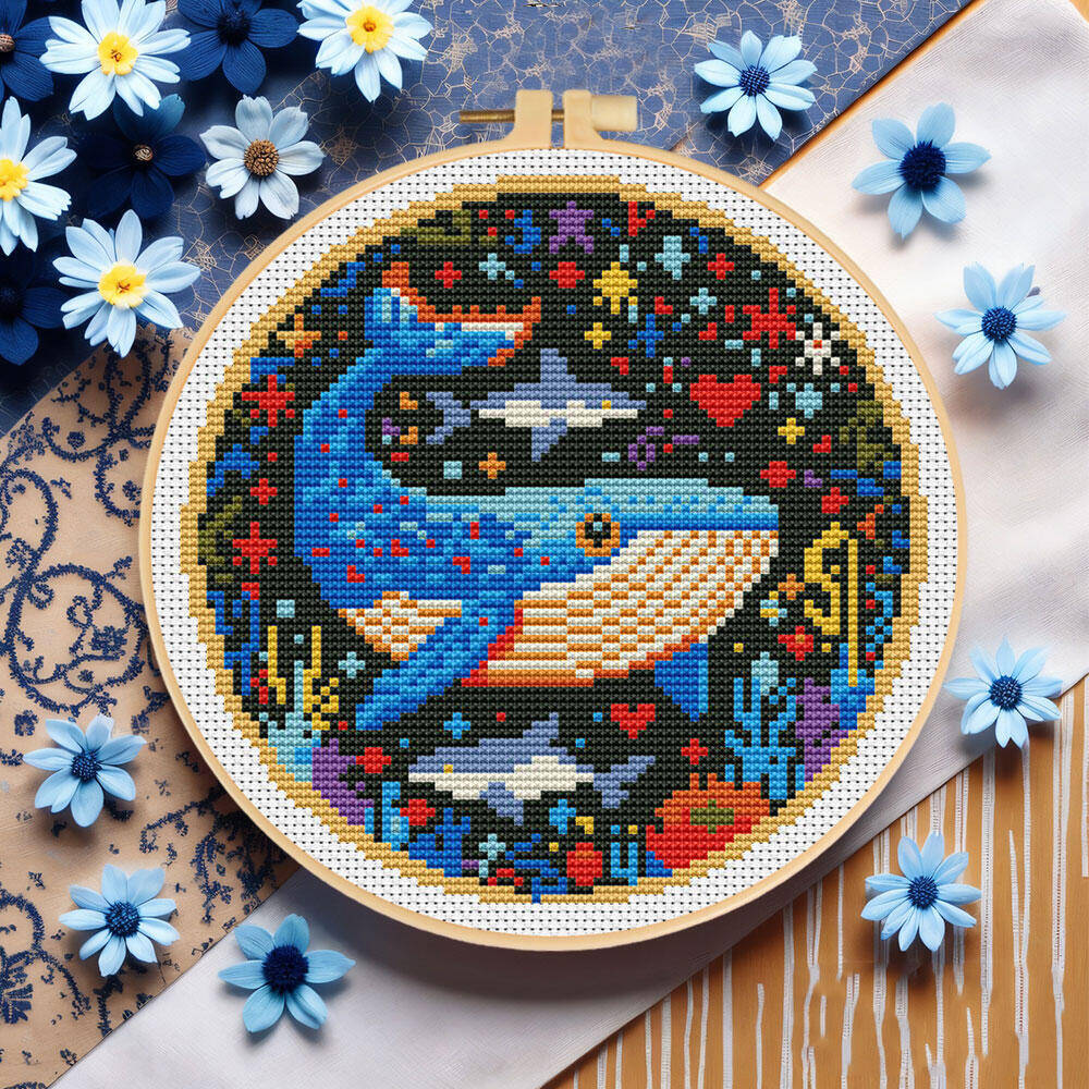 DIY Cross Stitch Whale Embroid - Embroidery Whale ulasan dan harga