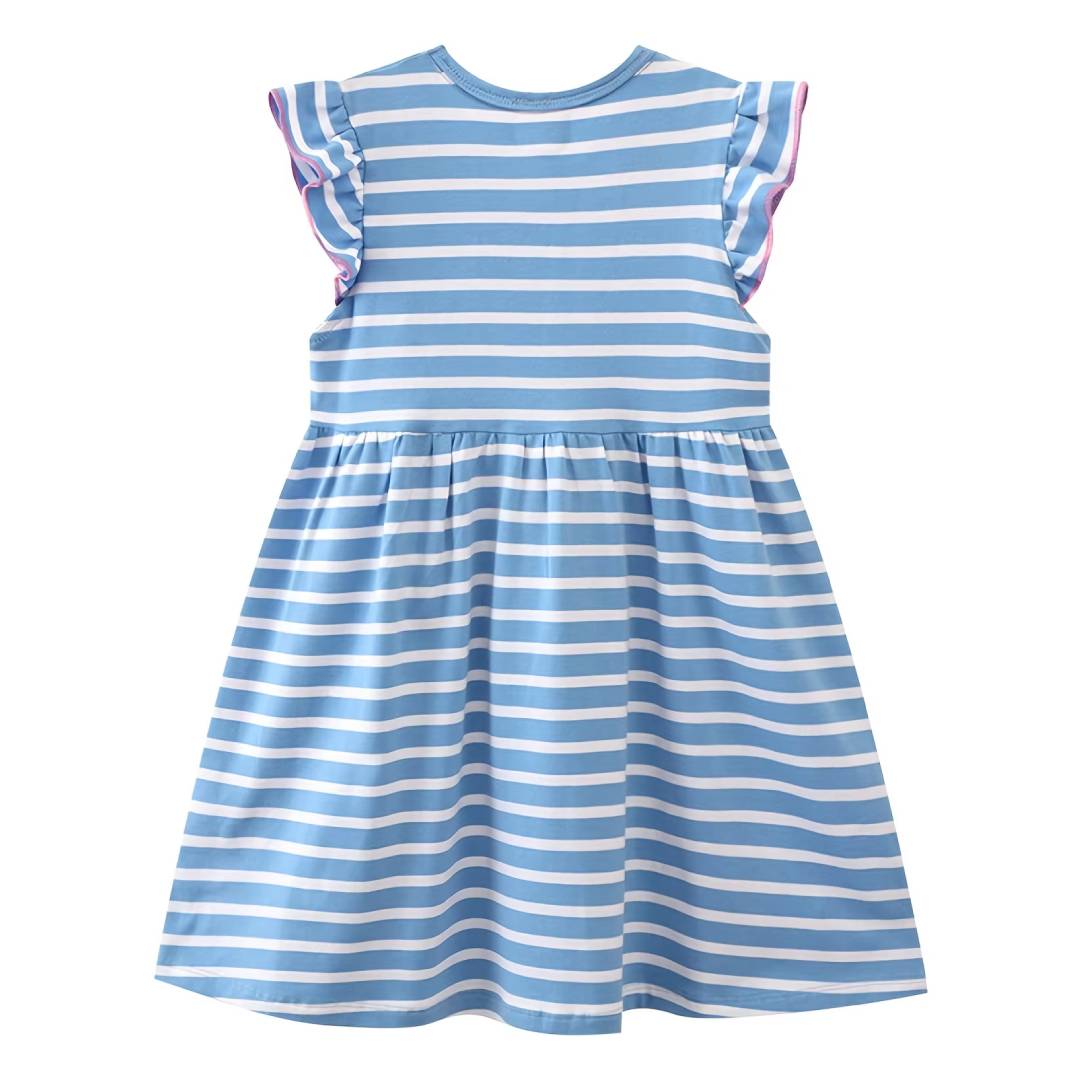 Girls Casual Ruffle Dress Cute - Embroidery Unicorn ulasan dan harga