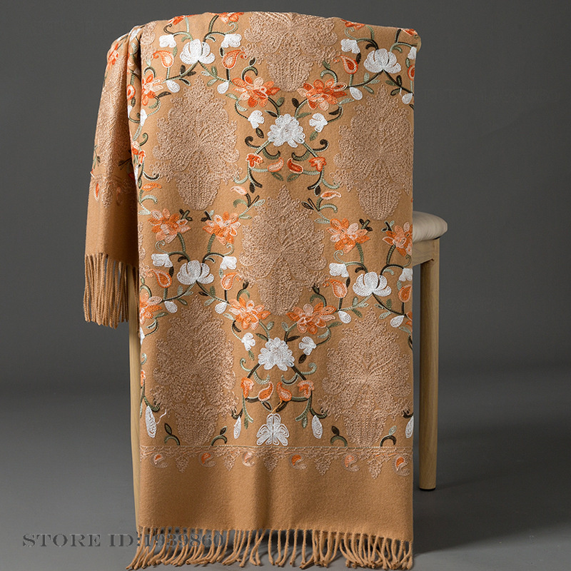 Embroidered Pashmina Cashmere  - Embroidery Pashmina ulasan dan harga