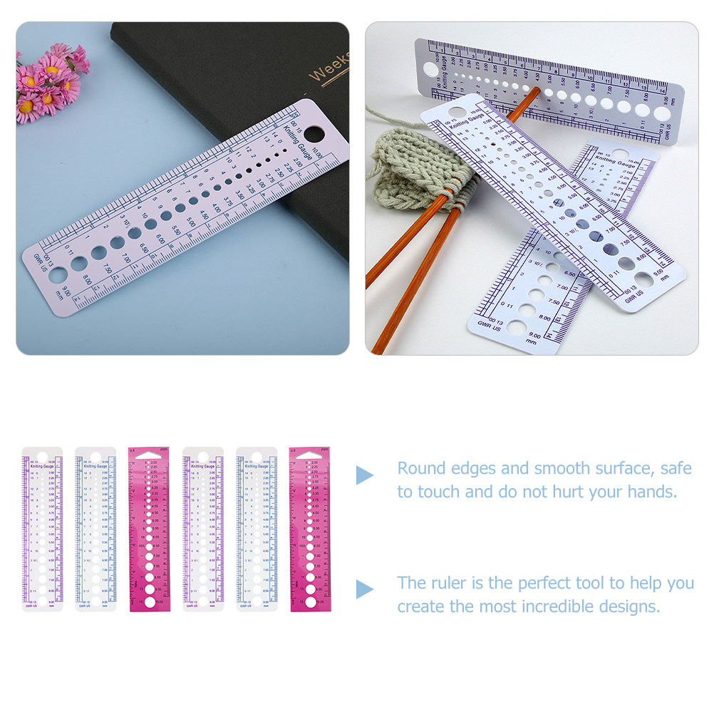 6Pcs Knitting Gauge Ruler Prof - Embroidery Tools ulasan dan harga