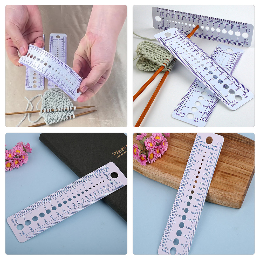 6Pcs Knitting Gauge Ruler Prof - Embroidery Tools ulasan dan harga
