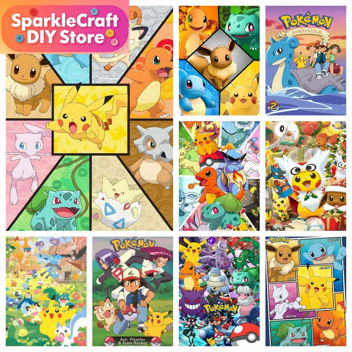 1pc frameless Cartoon Pokemon  - Embroidery Kit Set ulasan dan harga