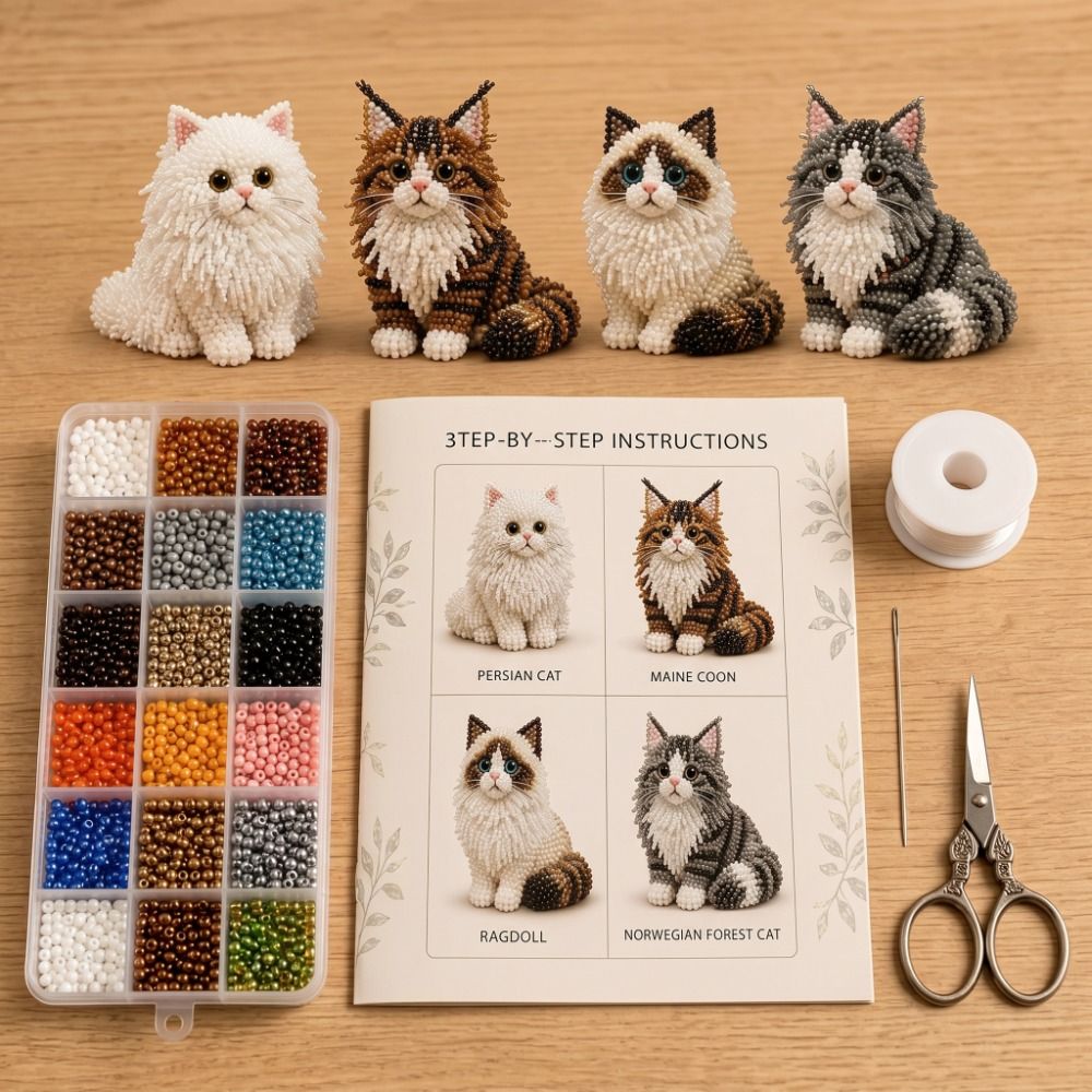 Handmade DIY Animal Bead Embro - Embroidery Kit Set ulasan dan harga
