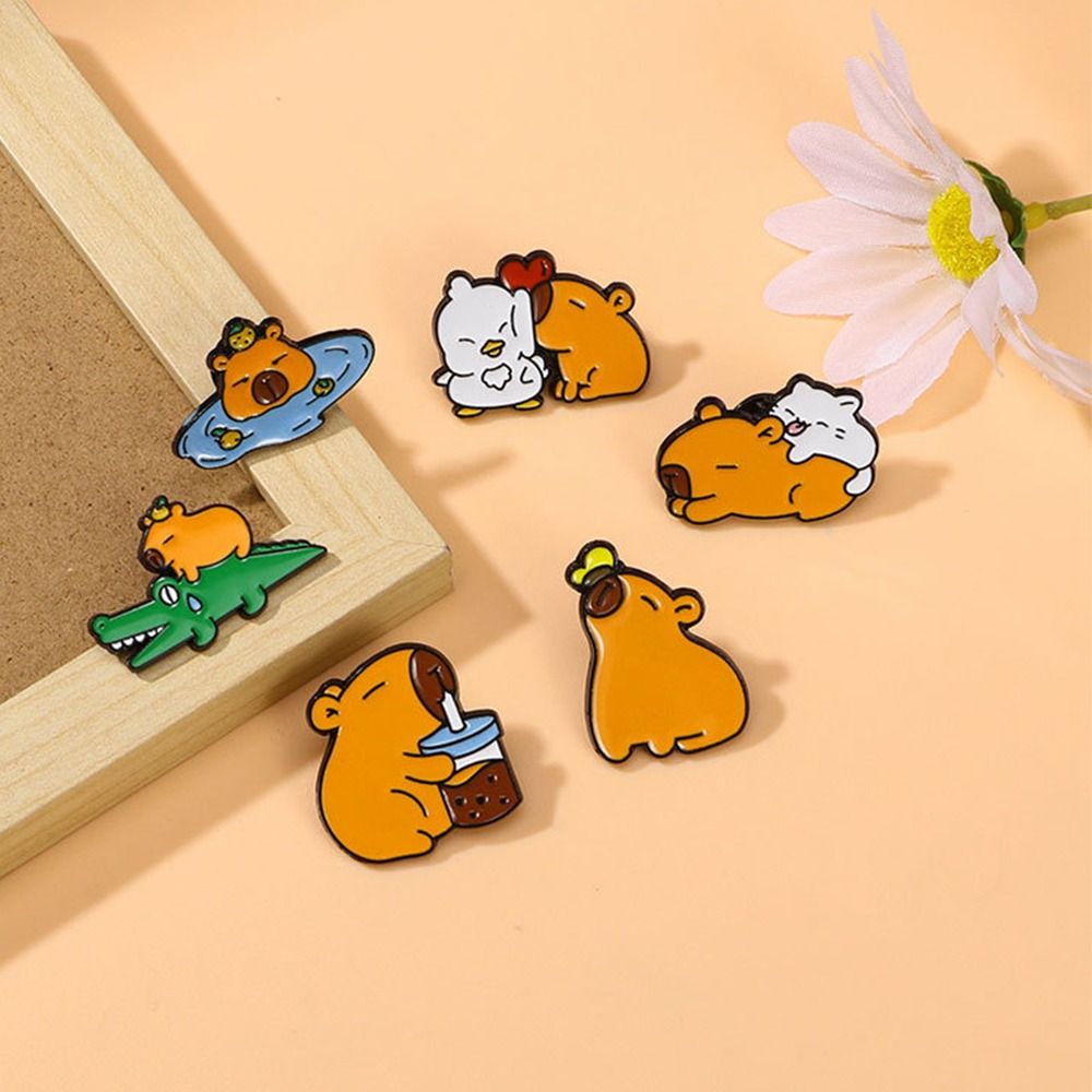 Cartoon Capybara Brooch Creati - Embroidery Whale ulasan dan harga